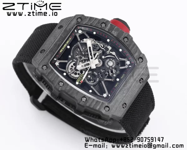 RICHARD MILLE RM035 RM35-01 Black Carbon BBR Best Edition Skeleton Dial on Black Nylon Strap Clone RMUL3 - Super Clone Watch | 1:1 Best Version