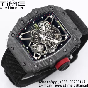 RICHARD MILLE RM035 RM35-01 Black Carbon BBR Best Edition Skeleton Dial on Black Nylon Strap Clone RMUL3 - Super Clone Watch | 1:1 Best Version