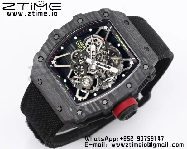 RICHARD MILLE RM035 RM35-01 Black Carbon BBR Best Edition Skeleton Dial on Black Nylon Strap Clone RMUL3 - Super Clone Watch | 1:1 Best Version