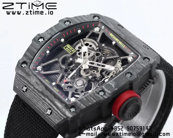 RICHARD MILLE RM035 RM35-01 Black Carbon BBR Best Edition Skeleton Dial on Black Nylon Strap Clone RMUL3 - Super Clone Watch | 1:1 Best Version