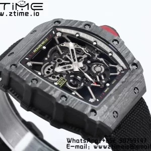 RICHARD MILLE RM035 RM35-01 Black Carbon BBR Best Edition Skeleton Dial on Black Nylon Strap Clone RMUL3 - Super Clone Watch | 1:1 Best Version