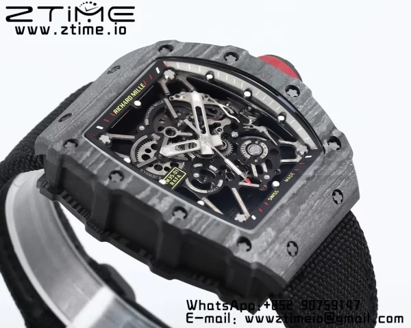 RICHARD MILLE RM035 RM35-01 Black Carbon BBR Best Edition Skeleton Dial on Black Nylon Strap Clone RMUL3 - Super Clone Watch | 1:1 Best Version