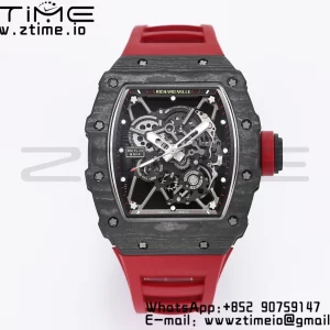 RICHARD MILLE RM035 RM35-01 Black Carbon BBR Best Edition Skeleton Dial on Red Rubber Strap Clone RMUL3 - Super Clone Watch | 1:1 Best Version