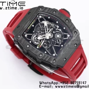 RICHARD MILLE RM035 RM35-01 Black Carbon BBR Best Edition Skeleton Dial on Red Rubber Strap Clone RMUL3 - Super Clone Watch | 1:1 Best Version