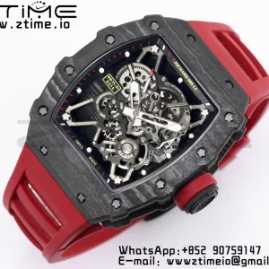 RICHARD MILLE RM035 RM35-01 Black Carbon BBR Best Edition Skeleton Dial on Red Rubber Strap Clone RMUL3 - Super Clone Watch | 1:1 Best Version