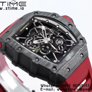 RICHARD MILLE RM035 RM35-01 Black Carbon BBR Best Edition Skeleton Dial on Red Rubber Strap Clone RMUL3 - Super Clone Watch | 1:1 Best Version