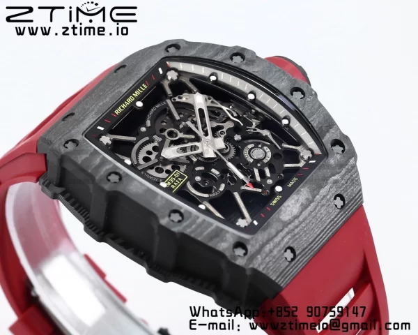 RICHARD MILLE RM035 RM35-01 Black Carbon BBR Best Edition Skeleton Dial on Red Rubber Strap Clone RMUL3 - Super Clone Watch | 1:1 Best Version