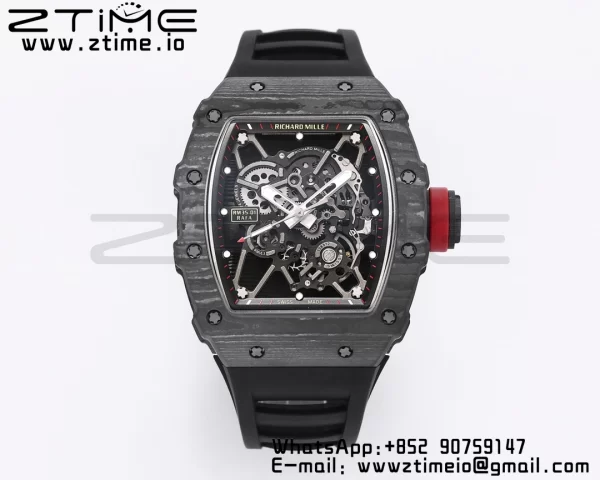 RICHARD MILLE RM035 RM35-01 Black Carbon BBR Best Edition Skeleton Dial on Black Rubber Strap Clone RMUL3 - Super Clone Watch | 1:1 Best Version