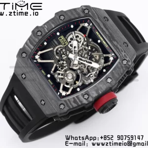 RICHARD MILLE RM035 RM35-01 Black Carbon BBR Best Edition Skeleton Dial on Black Rubber Strap Clone RMUL3 - Super Clone Watch | 1:1 Best Version