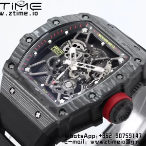 RICHARD MILLE RM035 RM35-01 Black Carbon BBR Best Edition Skeleton Dial on Black Rubber Strap Clone RMUL3 - Super Clone Watch | 1:1 Best Version