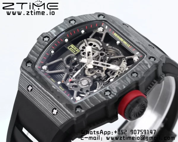 RICHARD MILLE RM035 RM35-01 Black Carbon BBR Best Edition Skeleton Dial on Black Rubber Strap Clone RMUL3 - Super Clone Watch | 1:1 Best Version