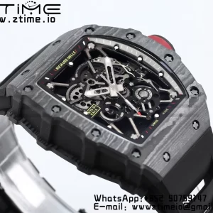 RICHARD MILLE RM035 RM35-01 Black Carbon BBR Best Edition Skeleton Dial on Black Rubber Strap Clone RMUL3 - Super Clone Watch | 1:1 Best Version