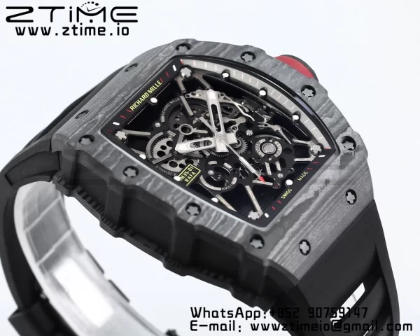 RICHARD MILLE RM035 RM35-01 Black Carbon BBR Best Edition Skeleton Dial on Black Rubber Strap Clone RMUL3 - Super Clone Watch | 1:1 Best Version