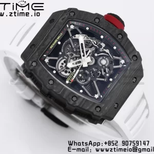 RICHARD MILLE RM035 RM35-01 Black Carbon BBR Best Edition Skeleton Dial on White Rubber Strap Clone RMUL3 - Super Clone Watch | 1:1 Best Version