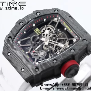 RICHARD MILLE RM035 RM35-01 Black Carbon BBR Best Edition Skeleton Dial on White Rubber Strap Clone RMUL3 - Super Clone Watch | 1:1 Best Version