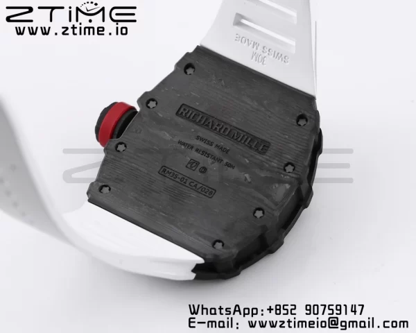 RICHARD MILLE RM035 RM35-01 Black Carbon BBR Best Edition Skeleton Dial on White Rubber Strap Clone RMUL3 - Super Clone Watch | 1:1 Best Version