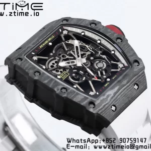 RICHARD MILLE RM035 RM35-01 Black Carbon BBR Best Edition Skeleton Dial on White Rubber Strap Clone RMUL3 - Super Clone Watch | 1:1 Best Version