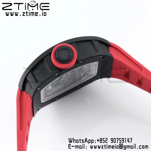 RICHARD MILLE RM055 BlackCeramic BBR Factory Best Edition Skeleton Black Dial Black Inside Frame on Red Strap Clone RMUL2 V3 - Super Clone Watch | 1:1 Best Version
