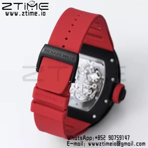 RICHARD MILLE RM055 BlackCeramic BBR Factory Best Edition Skeleton Black Dial Black Inside Frame on Red Strap Clone RMUL2 V3 - Super Clone Watch | 1:1 Best Version