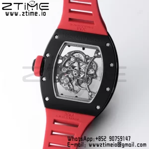 RICHARD MILLE RM055 BlackCeramic BBR Factory Best Edition Skeleton Black Dial Black Inside Frame on Red Strap Clone RMUL2 V3 - Super Clone Watch | 1:1 Best Version