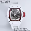 RICHARD MILLE RM055 White Ceramic BBR Factory Best Edition Skeleton Black Dial Blue Inside Frame on White Rubber Strap Clone RMUL2 V3 - Super Clone Watch | 1:1 Best Version