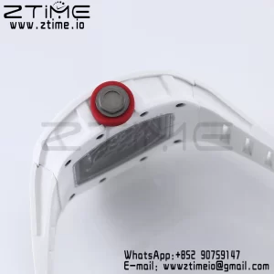 RICHARD MILLE RM055 White Ceramic BBR Factory Best Edition Skeleton Black Dial Blue Inside Frame on White Rubber Strap Clone RMUL2 V3 - Super Clone Watch | 1:1 Best Version