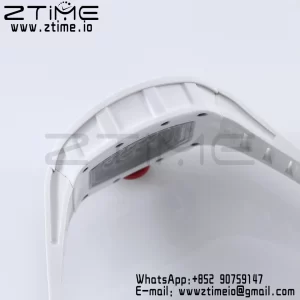 RICHARD MILLE RM055 White Ceramic BBR Factory Best Edition Skeleton Black Dial Blue Inside Frame on White Rubber Strap Clone RMUL2 V3 - Super Clone Watch | 1:1 Best Version
