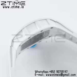 RICHARD MILLE RM055 White Ceramic BBR Factory Best Edition Skeleton Black Dial Blue Inside Frame on White Rubber Strap Clone RMUL2 V3 - Super Clone Watch | 1:1 Nejlepší verze