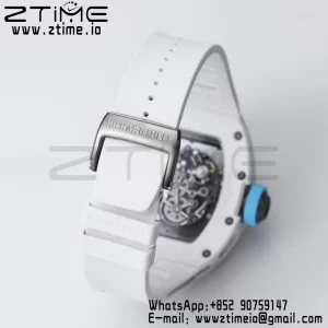 RICHARD MILLE RM055 White Ceramic BBR Factory Best Edition Skeleton Black Dial Blue Inside Frame on White Rubber Strap Clone RMUL2 V3 - Super Clone Watch | 1:1 Nejlepší verze