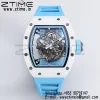 RICHARD MILLE RM055ホワイトセラミックBBRファクトリーベストエディションスケルトンブラックダイヤルブルーブルーストラップのブルーインサイドフレームクローンRMUL2 V3 - スーパークローンウォッチ｜1:1ベストバージョン