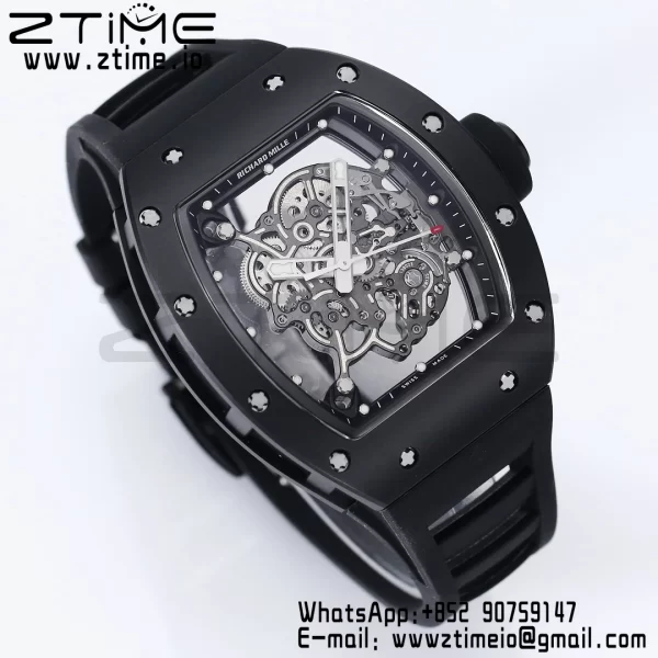 RICHARD MILLE RM055 BlackCeramic BBR Factory Best Edition Skeleton Black Dial Black Inside Frame on Black Strap Clone RMUL2 V3 - Super Clone Watch | 1:1 Best Version