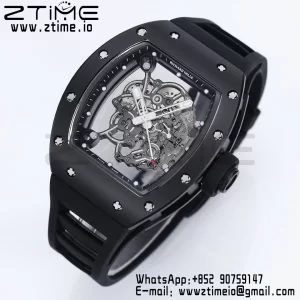 RICHARD MILLE RM055 BlackCeramic BBR Factory Best Edition Skeleton Black Dial Black Inside Frame on Black Strap Clone RMUL2 V3 - Super Clone Watch | 1:1 Best Version