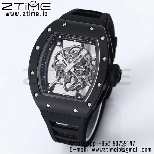 RICHARD MILLE RM055 BlackCeramic BBR Factory Best Edition Skeleton Black Dial Black Inside Frame on Black Strap Clone RMUL2 V3 - Super Clone Watch | 1:1 Best Version