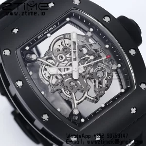 RICHARD MILLE RM055 BlackCeramic BBR Factory Best Edition Skeleton Black Dial Black Inside Frame on Black Strap Clone RMUL2 V3 - Super Clone Watch | 1:1 Best Version