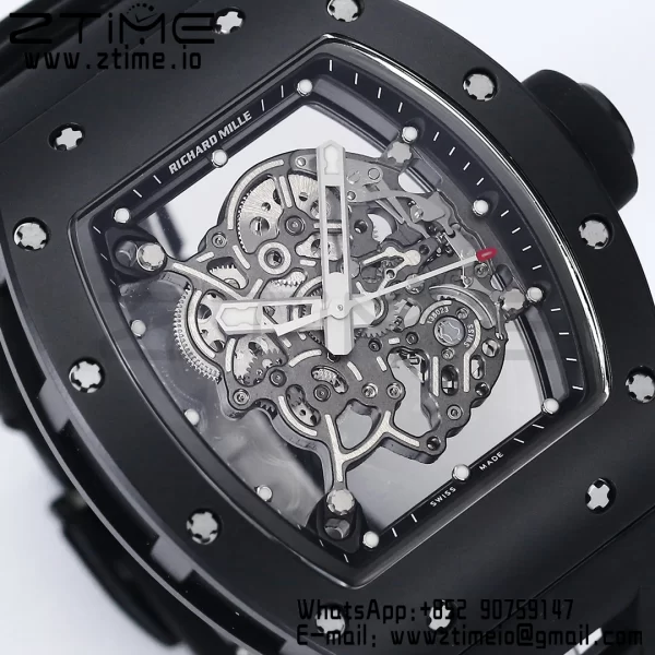 RICHARD MILLE RM055 BlackCeramic BBR Factory Best Edition Skeleton Black Dial Black Inside Frame on Black Strap Clone RMUL2 V3 - Super Clone Watch | 1:1 Best Version