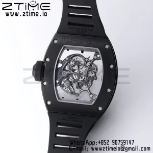 RICHARD MILLE RM055 BlackCeramic BBR Factory Best Edition Skeleton Black Dial Black Inside Frame on Black Strap Clone RMUL2 V3 - Super Clone Watch | 1:1 Best Version