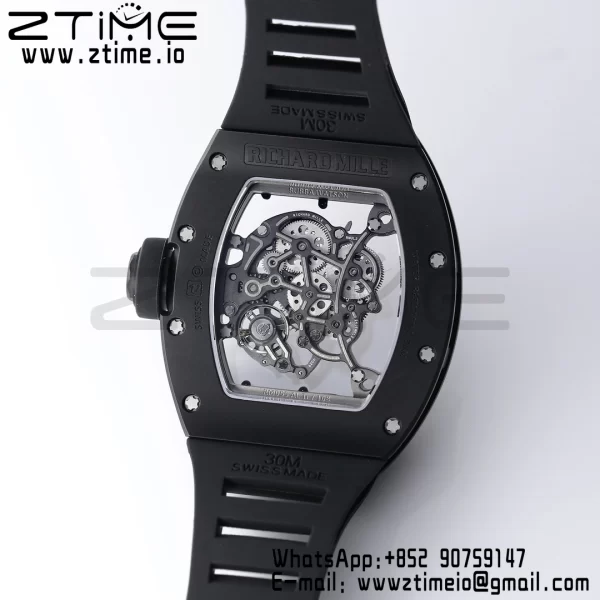 RICHARD MILLE RM055 BlackCeramic BBR Factory Best Edition Skeleton Black Dial Black Inside Frame on Black Strap Clone RMUL2 V3 - Super Clone Watch | 1:1 Best Version