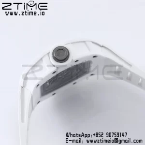 RICHARD MILLE RM055 White Ceramic BBR Factory Best Edition Skeleton Black Dial Black Inside Frame on White Rubber Strap Clone RMUL2 V3 - Super Clone Watch | 1:1 Best Version