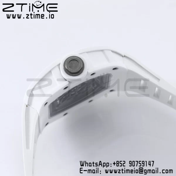 RICHARD MILLE RM055 White Ceramic BBR Factory Best Edition Skeleton Black Dial Black Inside Frame on White Rubber Strap Clone RMUL2 V3 - Super Clone Watch | 1:1 Best Version