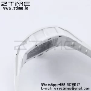 RICHARD MILLE RM055 White Ceramic BBR Factory Best Edition Skeleton Black Dial Black Inside Frame on White Rubber Strap Clone RMUL2 V3 - Super Clone Watch | 1:1 Best Version