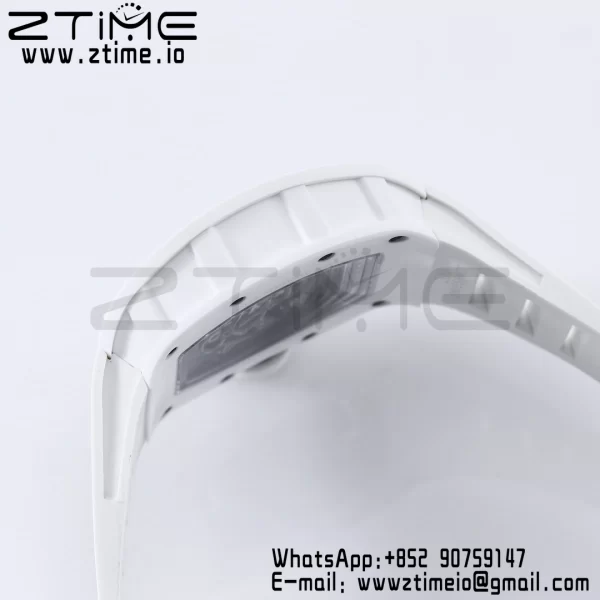 RICHARD MILLE RM055 White Ceramic BBR Factory Best Edition Skeleton Black Dial Black Inside Frame on White Rubber Strap Clone RMUL2 V3 - Super Clone Watch | 1:1 Best Version