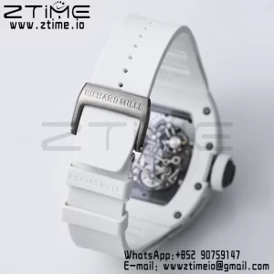 RICHARD MILLE RM055 White Ceramic BBR Factory Best Edition Skeleton Black Dial Black Inside Frame on White Rubber Strap Clone RMUL2 V3 - Super Clone Watch | 1:1 Best Version