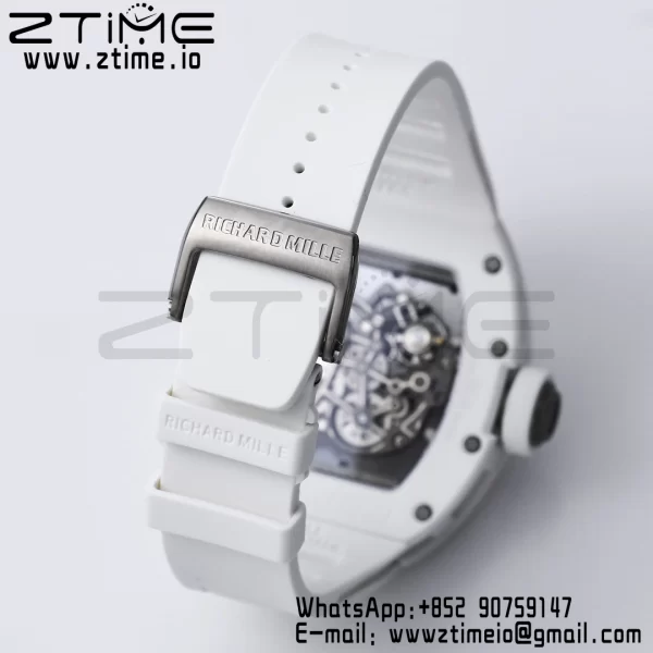 RICHARD MILLE RM055 White Ceramic BBR Factory Best Edition Skeleton Black Dial Black Inside Frame on White Rubber Strap Clone RMUL2 V3 - Super Clone Watch | 1:1 Best Version