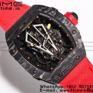RICHARD MILLERM RM027-03 Real Tourbillon BBRF Best Edition Black Carbon Skeleton Dial on Black Nylon Strap - Super Clone Watch | 1:1 Best Version