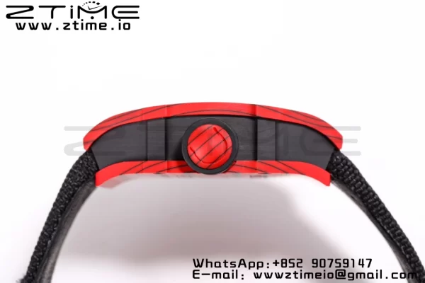 RICHARD MILLERM RM027-03 Real Tourbillon BBRF Best Edition Red Carbon Skeleton Dial on Black Nylon Strap - Super Clone Watch | 1:1 Best Version