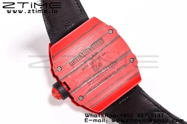 RICHARD MILLERM RM027-03 Real Tourbillon BBRF Best Edition Red Carbon Skeleton Dial on Black Nylon Strap - Super Clone Watch | 1:1 Best Version