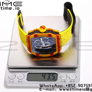 RICHARD MILLERM RM027-03 Real Tourbillon BBRF Best Edition Orange/Red Carbon Skeleton Dial on Yellow Nylon Strap - Super Clone Watch | 1:1 Best Version