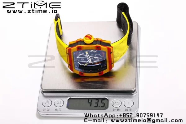 RICHARD MILLERM RM027-03 Real Tourbillon BBRF Best Edition Orange/Red Carbon Skeleton Dial on Yellow Nylon Strap - Super Clone Watch | 1:1 Best Version