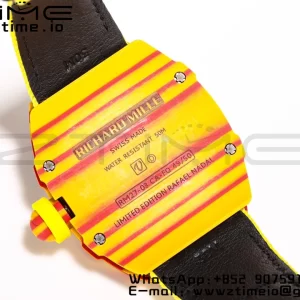 RICHARD MILLERM RM027-03 Real Tourbillon BBRF Best Edition Orange/Red Carbon Skeleton Dial on Yellow Nylon Strap - Super Clone Watch | 1:1 Best Version