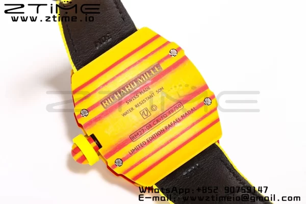 RICHARD MILLERM RM027-03 Real Tourbillon BBRF Best Edition Orange/Red Carbon Skeleton Dial on Yellow Nylon Strap - Super Clone Watch | 1:1 Best Version